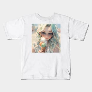 Hot summer girl watercolor Kids T-Shirt